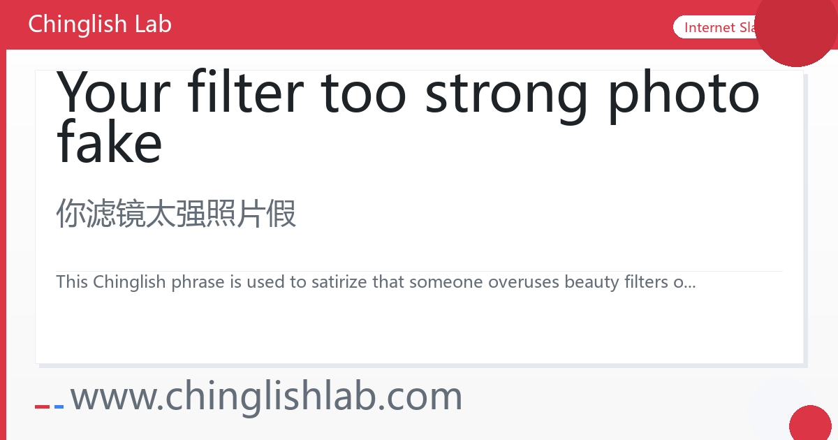 Your filter too strong photo fake_Chinglish Lab